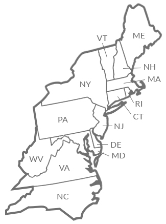 US Map East Coast