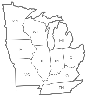 US Map Midwest